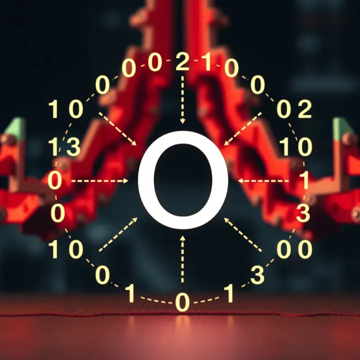 Diagram illustrating the binary number system with digits zero and one interconnected