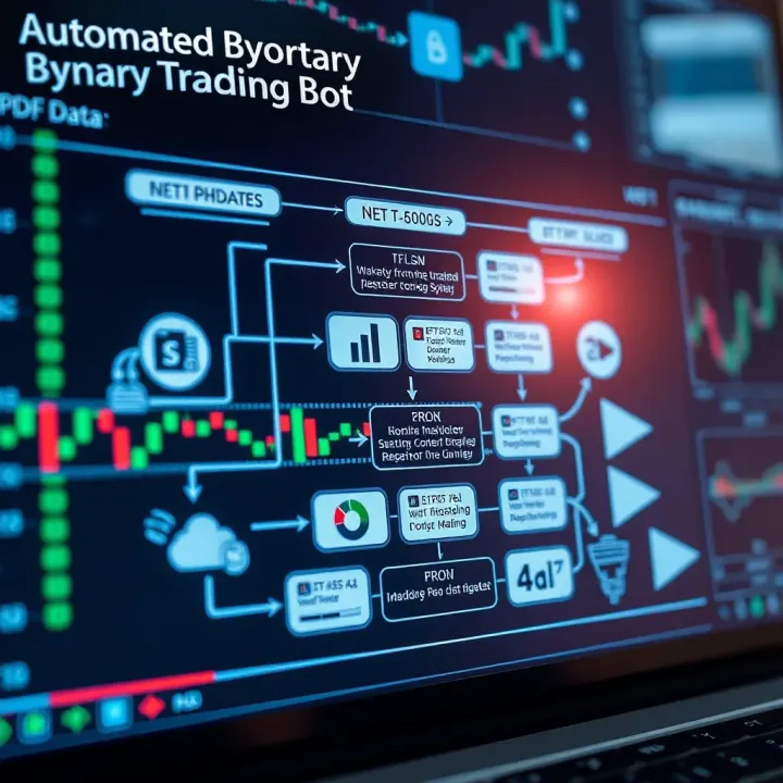 Diagram illustrating the workflow of an automated binary trading bot interacting with market data