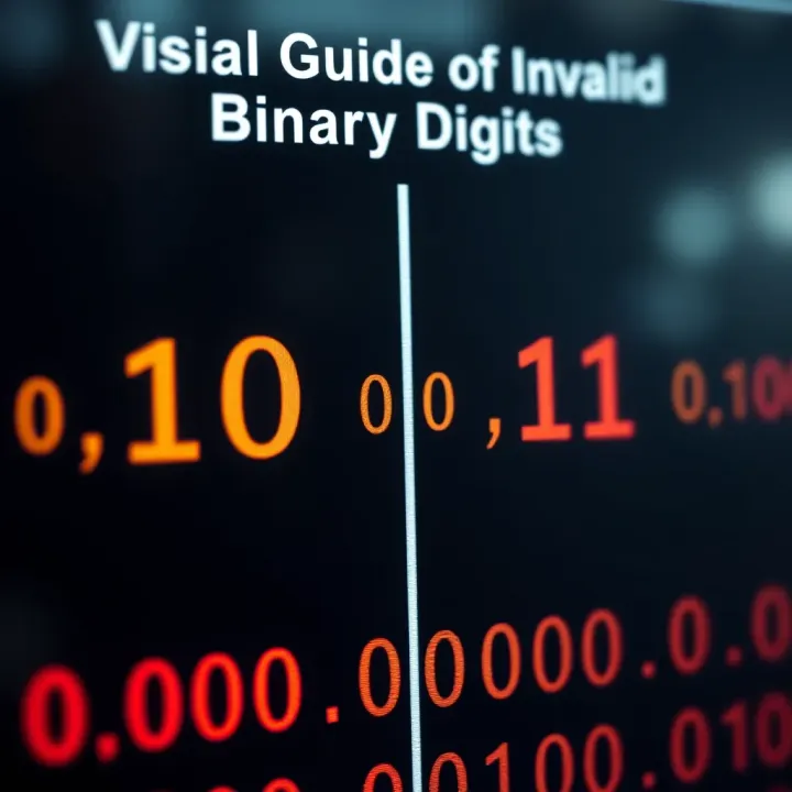 Chart illustrating valid binary digits as zero and one contrasted with invalid digits