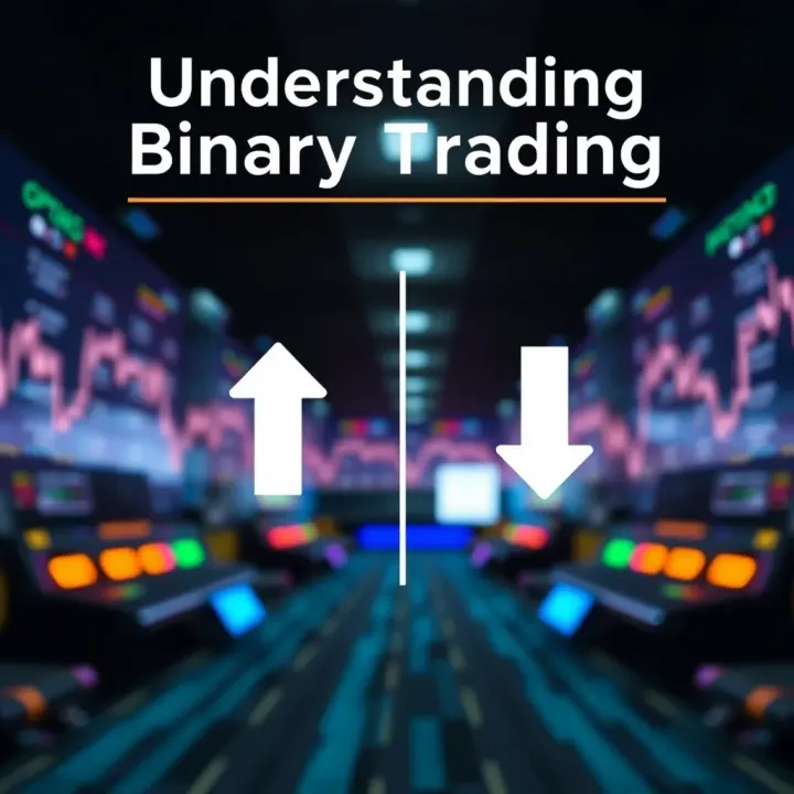 Conceptual representation of binary options showing two possible outcomes with arrows pointing up and down