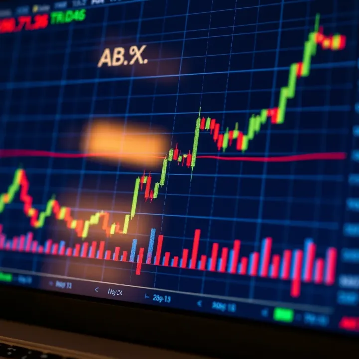 Graph displaying upward and downward price movements on a digital trading screen