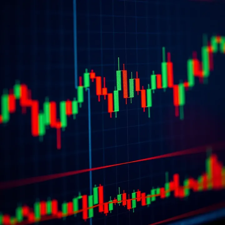 Detailed candlestick chart showing bullish and bearish patterns in a financial market