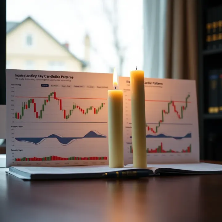 Visual guide showing common candlestick patterns alongside PDF study materials