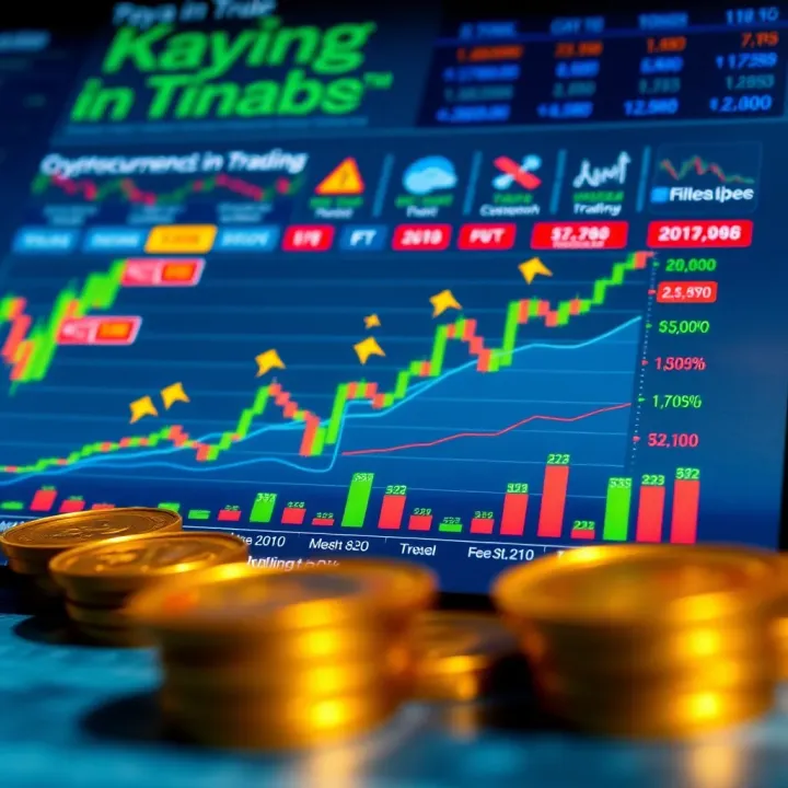 Graph depicting cryptocurrency trading trends alongside icons representing regulatory policies and risk factors