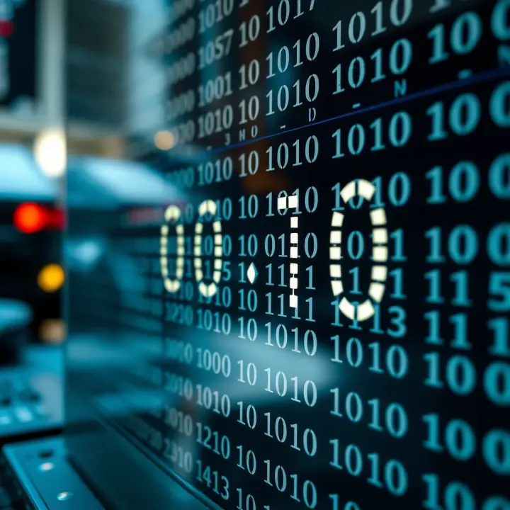 Graphic illustrating the role of binary digits in computer data and electronic circuits