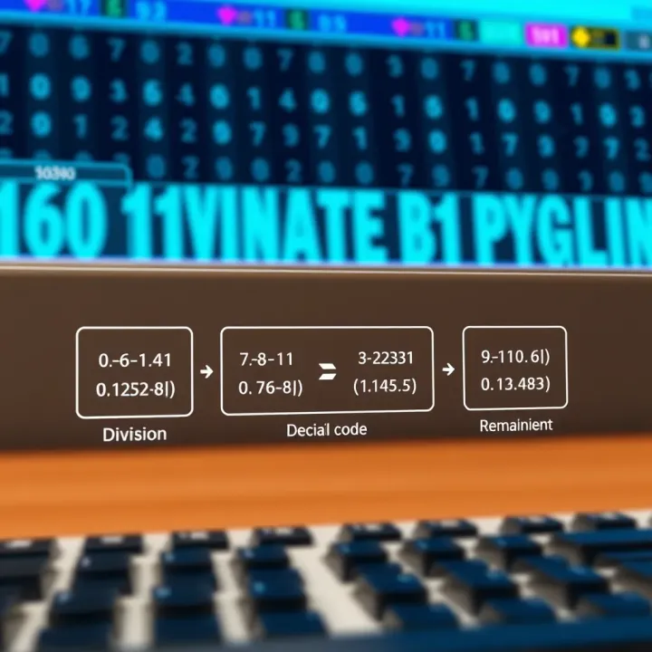 Diagram illustrating the conversion of decimal numbers into binary code using division and remainder method