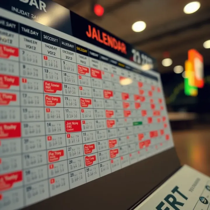 Chart displaying various economic indicators and their scheduled release dates on a calendar
