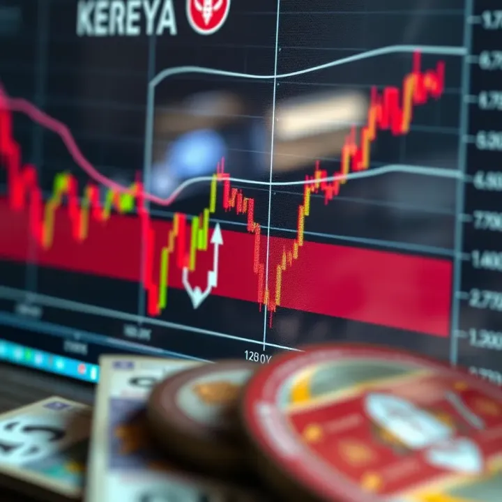 Graph showing currency exchange rates with Kenyan shilling and US dollar symbols