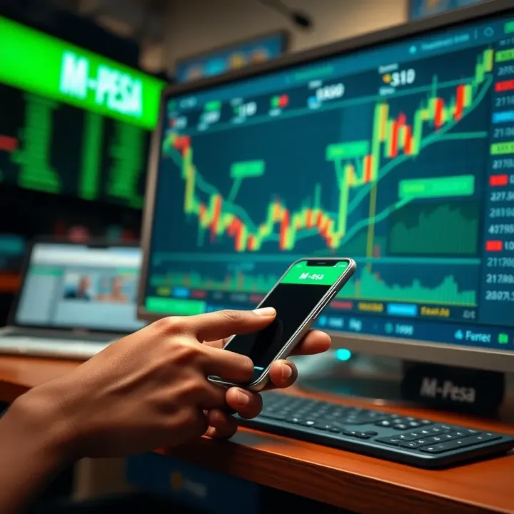 Illustration of digital payment methods including M-Pesa used in forex trading