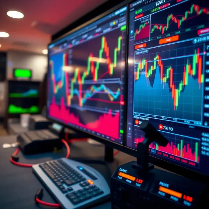 Graph showing automated forex trading system analyzing currency market trends