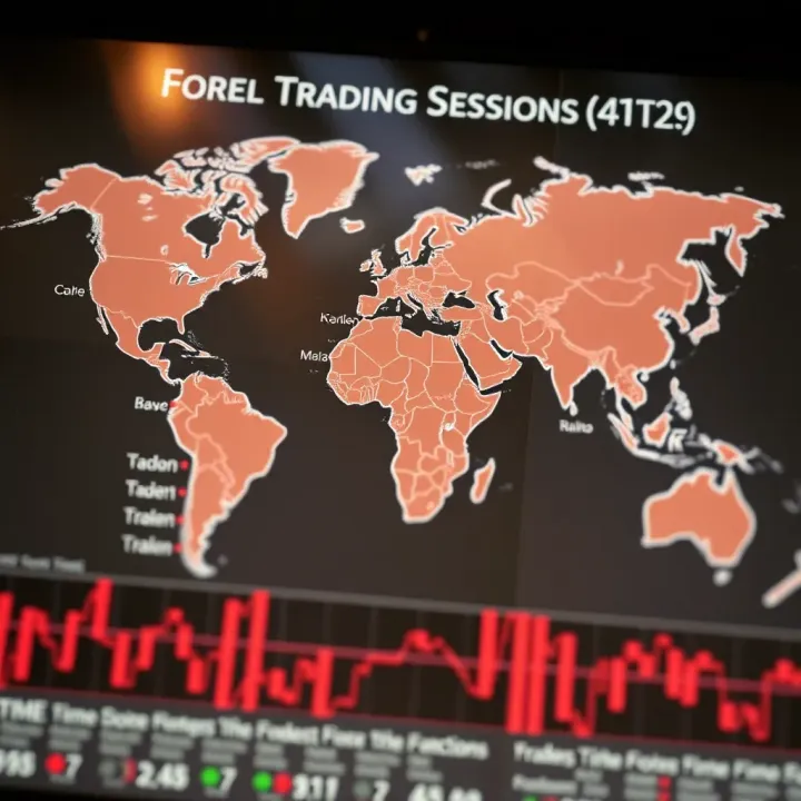 World map highlighting major forex trading centers and their respective time zones