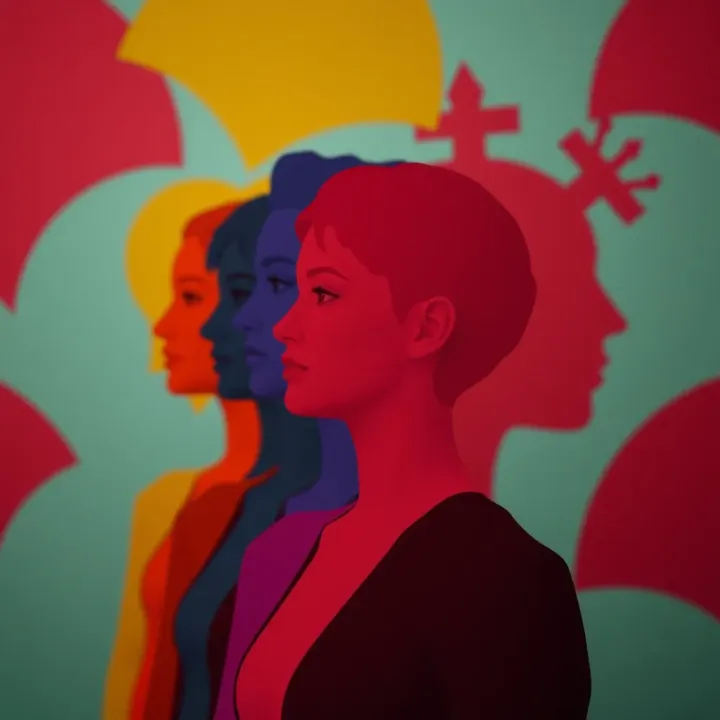 Colorful abstract shapes representing diverse gender expressions and identities