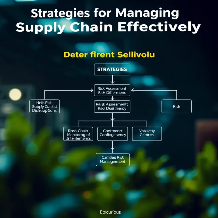 Flowchart illustrating strategies for mitigating supply chain disruptions including risk assessment, monitoring, and contingency planning